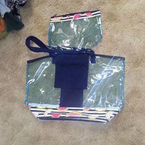 Thirty-One Slice of Summer Transparent Watermelon Bag Set(Tote & Zipper). NWOT!
